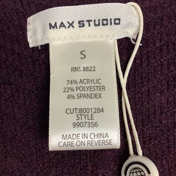 Max Studio V-Neck Sweater Dress Women Size S Long Sleeve Textured Knit Burgundy - Picture 7 of 16